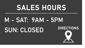 Example sales hours: Monday–Saturday, 9 AM–5 PM; Sunday closed